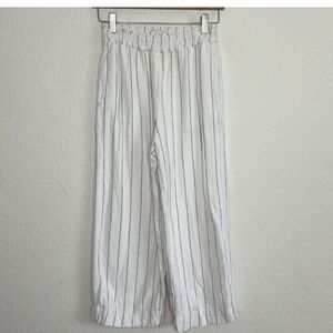 Abercrombie Linen-Blend Striped Pull-On Pants, Size S, White linen pants stripes
